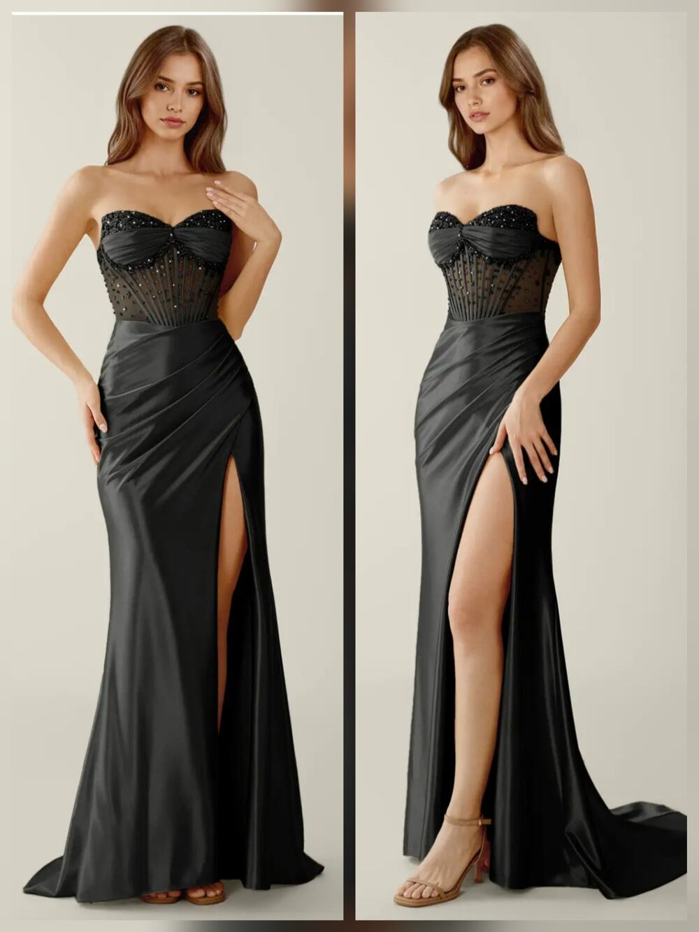 GB - Black dress with corset and beads